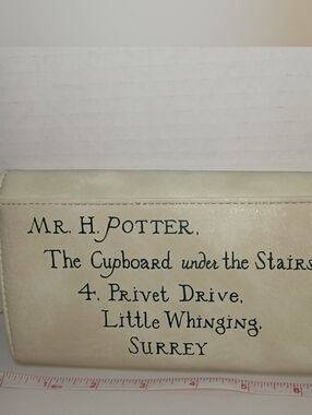 Harry Potter Hogwarts Letter Envelope Wallet  Cream Red Metal Seal Snap Closure